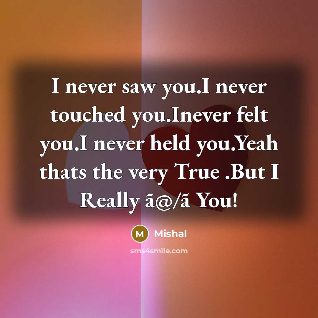 “I never saw you.I never touched you.Inever felt you.I never…” quote by Mishal