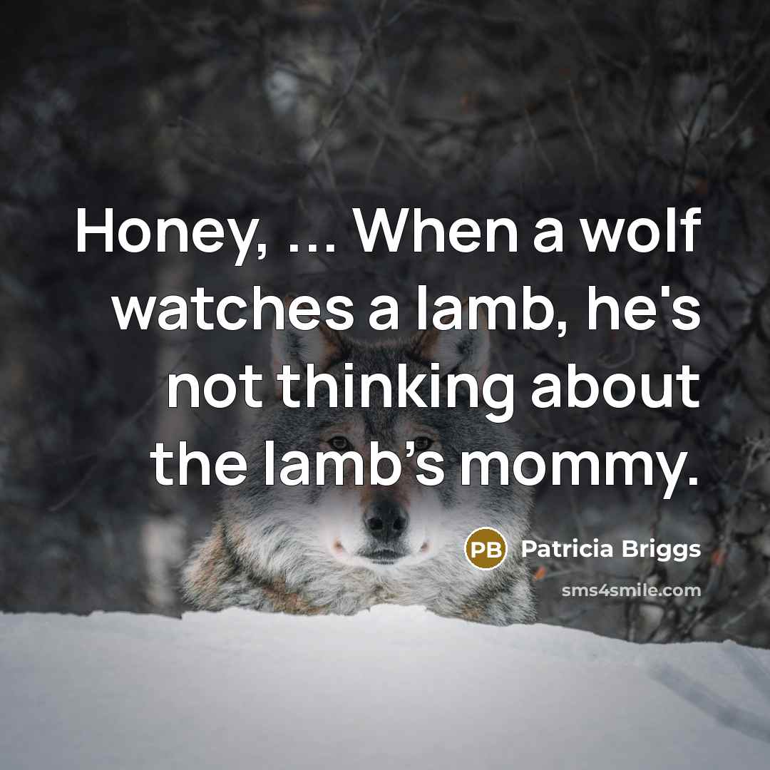 “Honey, ... When a wolf watches a lamb, he's not…” quote by Patricia Briggs