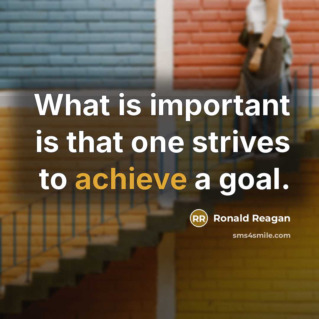 “What is important is that one strives to achieve a…” quote by Ronald Reagan