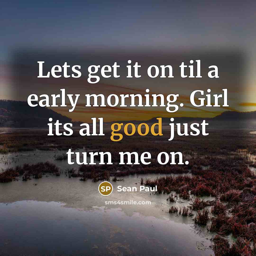 “Lets get it on til a early morning. Girl its…” quote by Sean Paul