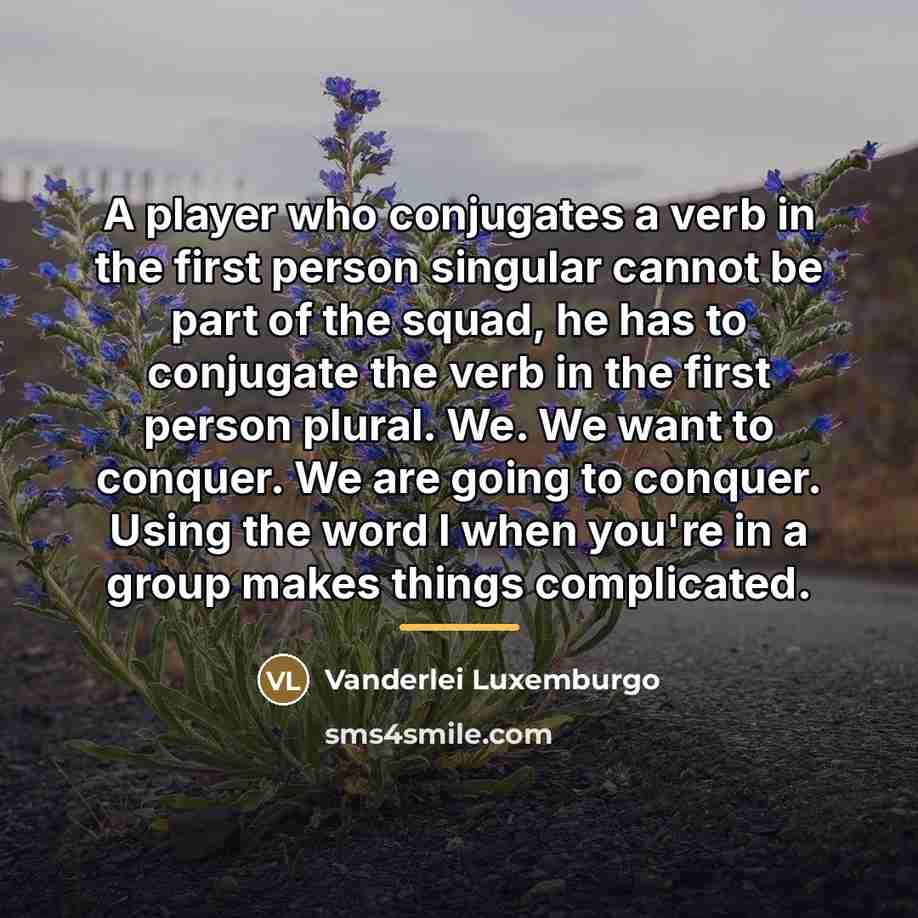 “A player who conjugates a verb in the first person…” quote by Vanderlei Luxemburgo