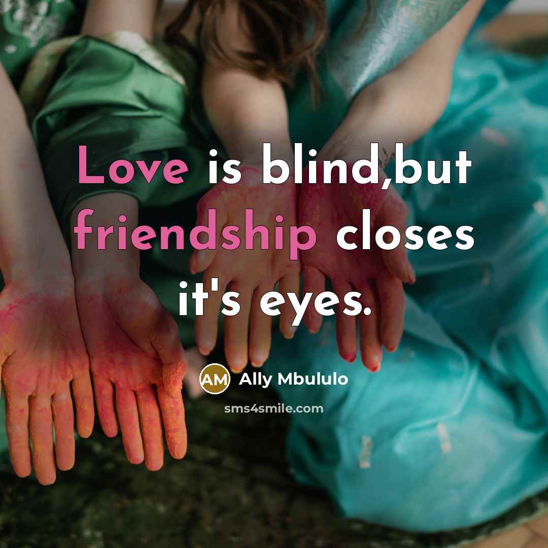 “Love is blind,but friendship closes it's eyes.” quote by Ally Mbululo