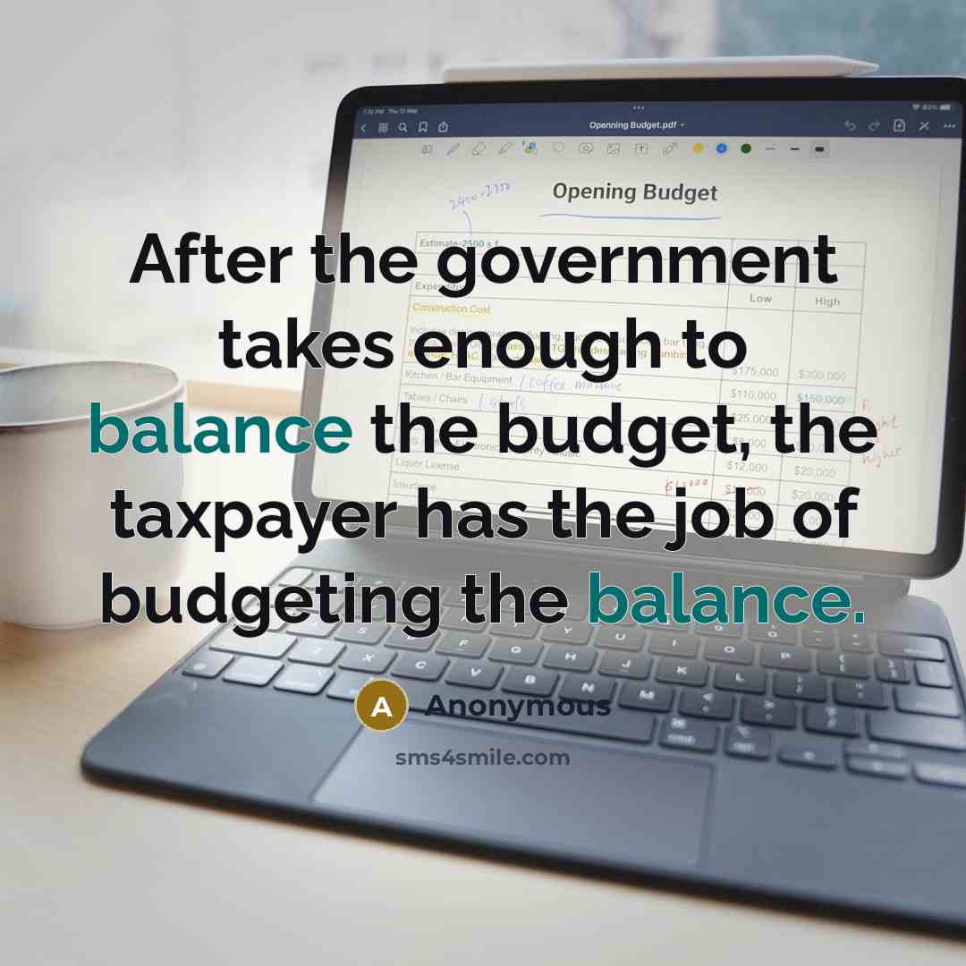 “After the government takes enough to balance the budget, the…” quote by Anonymous
