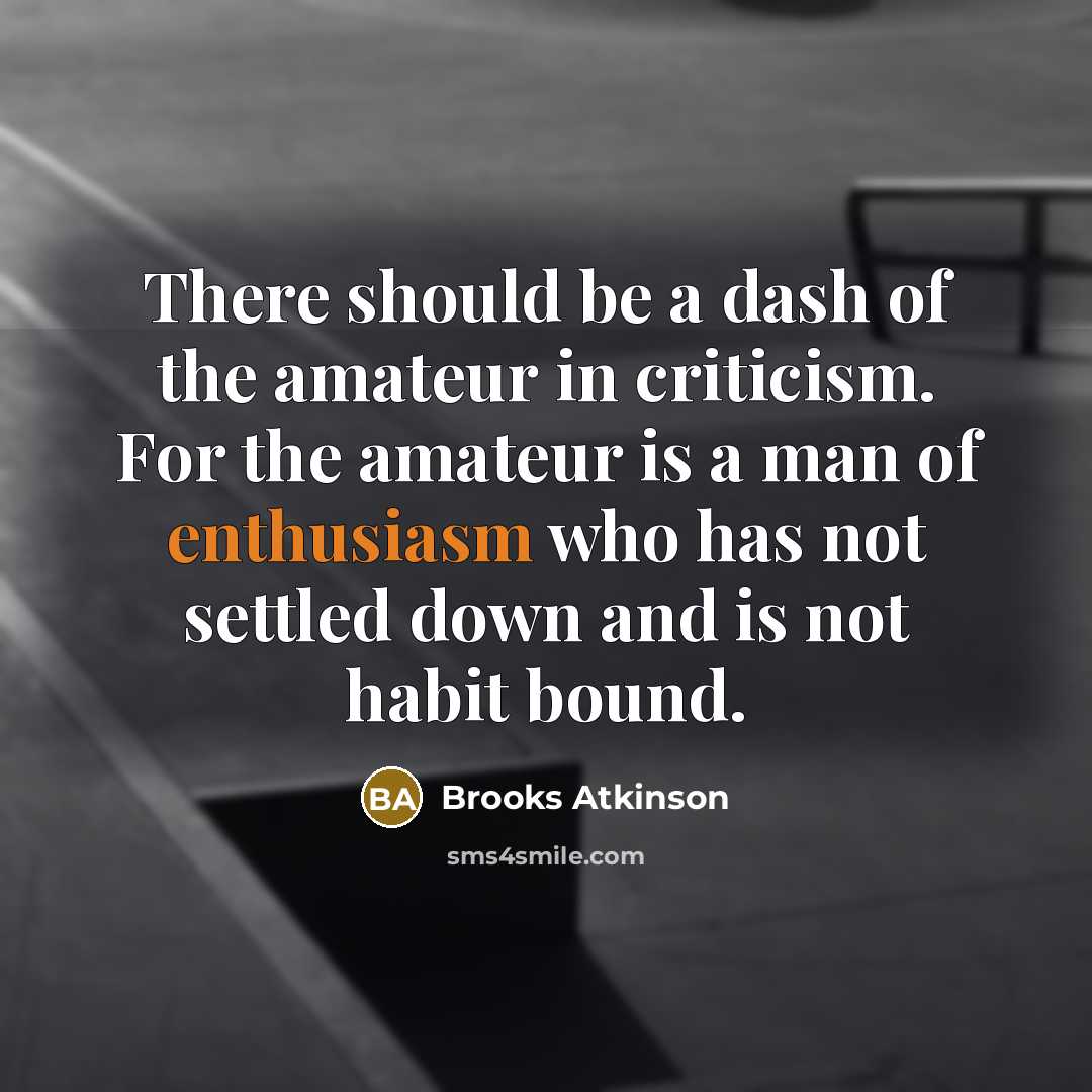 “There should be a dash of the amateur in criticism.…” quote by Brooks Atkinson