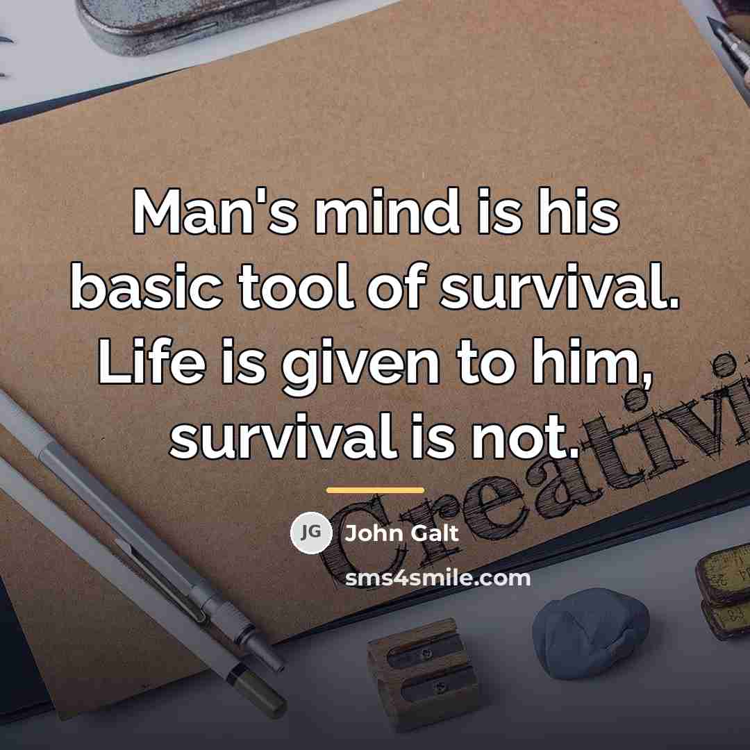 “Man's mind is his basic tool of survival. Life is…” quote by John Galt