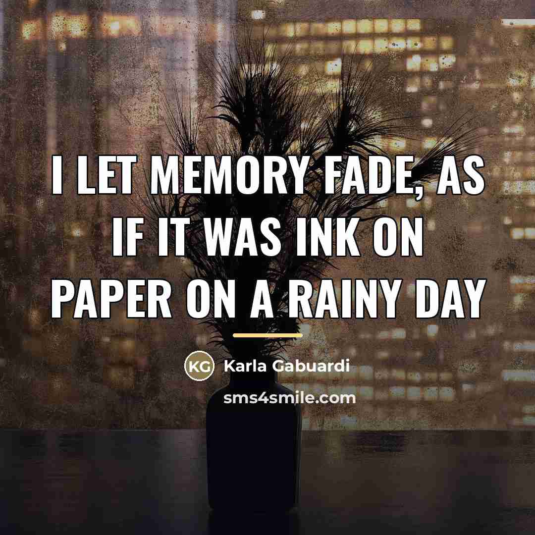 “I let memory fade, as if it was ink on…” quote by Karla Gabuardi