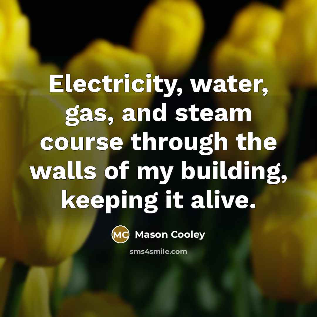 “Electricity, water, gas, and steam course through the walls of…” quote by Mason Cooley