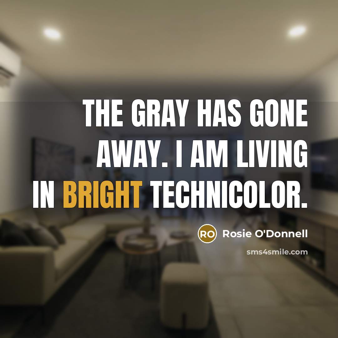 “The gray has gone away. I am living in bright…” quote by Rosie O'Donnell