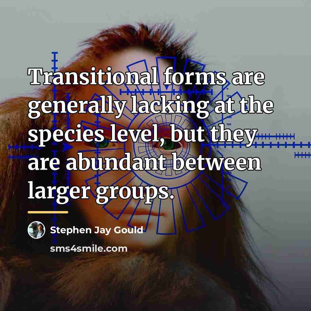 “Transitional forms are generally lacking at the species level, but…” quote by Stephen Jay Gould
