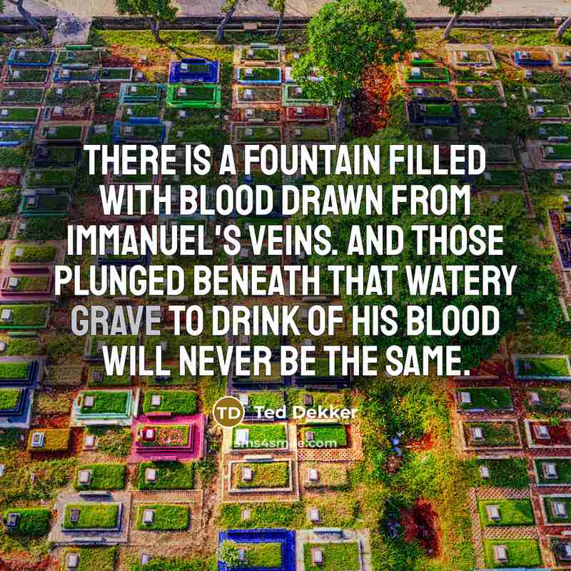 “There is a fountain filled with blood drawn from Immanuel's…” quote by Ted Dekker