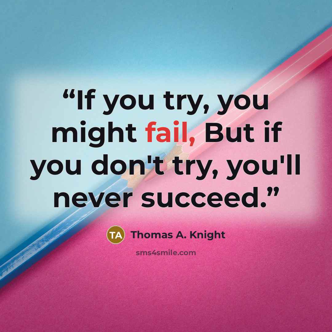 “If you try, you might fail, But if you don't try, you'll never succeed.” quote by Thomas A. Knight