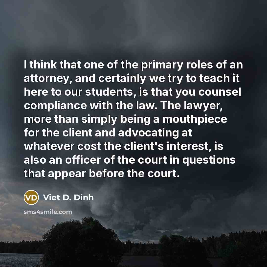 “I think that one of the primary roles of an…” quote by Viet D. Dinh