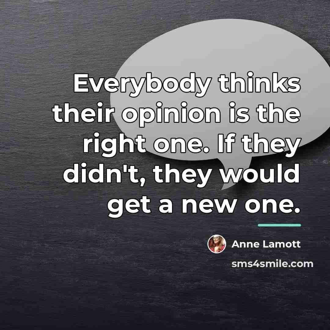 “Everybody thinks their opinion is the right one. If they…” quote by Anne Lamott