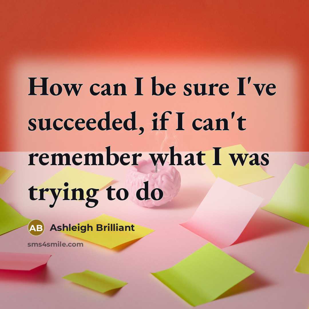 “How can I be sure I've succeeded, if I can't…” quote by Ashleigh Brilliant