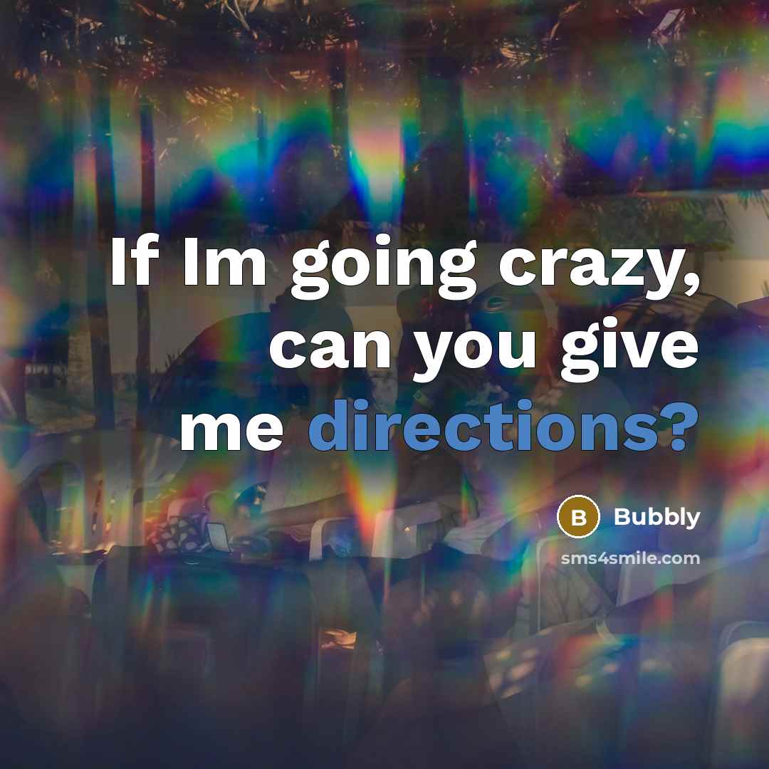 “If Im going crazy, can you give me directions?” quote by Bubbly
