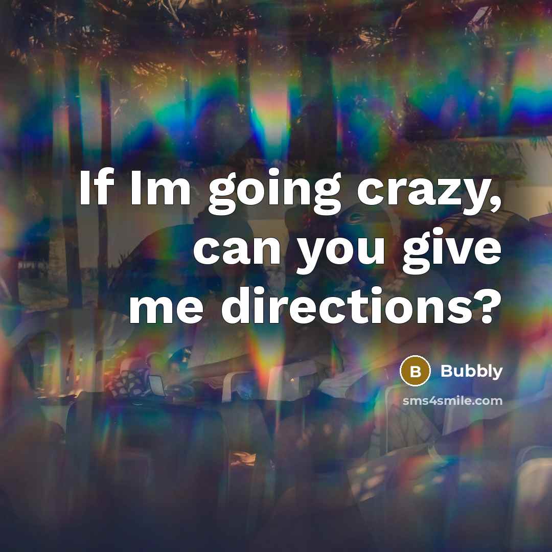 “If Im going crazy, can you give me directions?…” quote by Bubbly