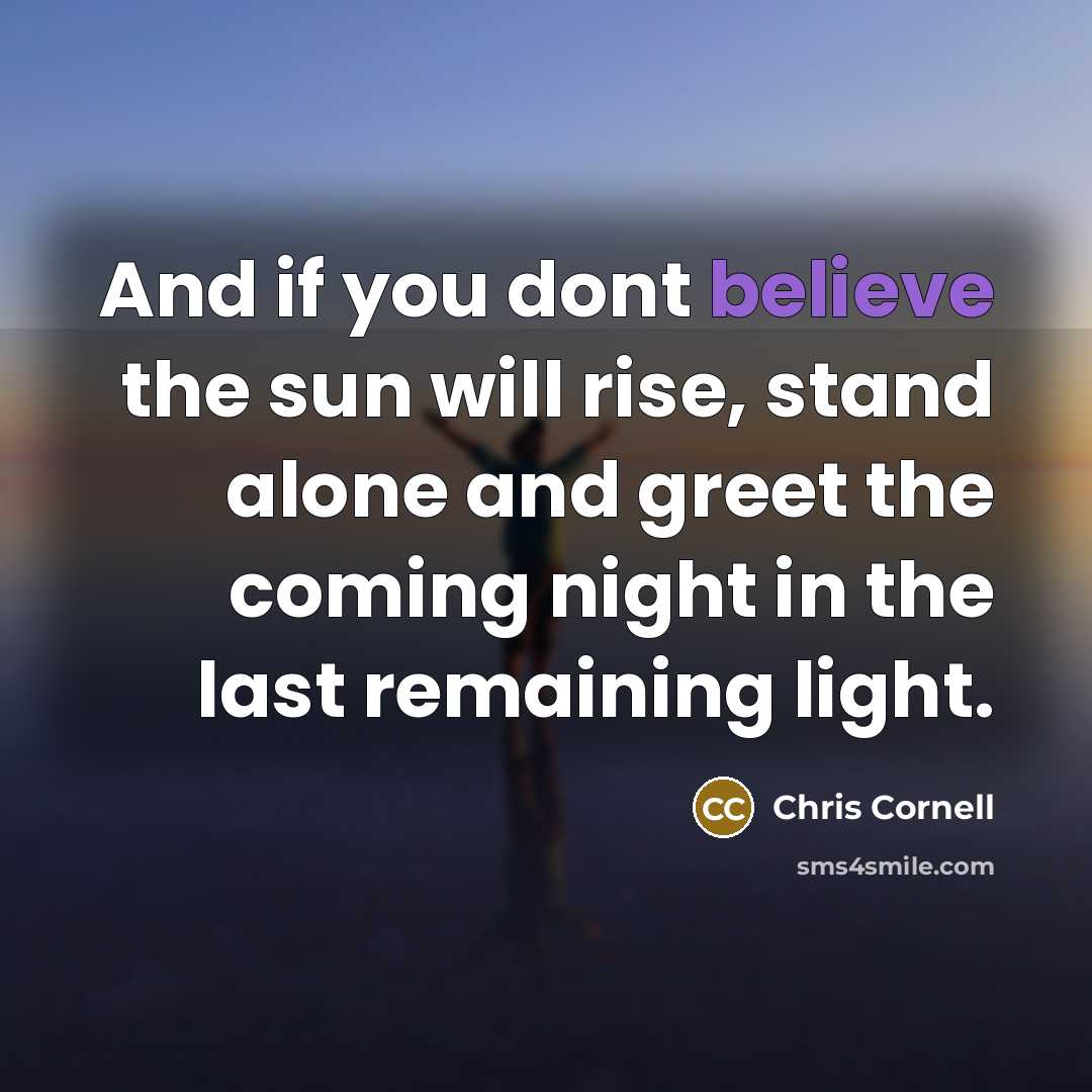“And if you dont believe the sun will rise, stand…” quote by Chris Cornell