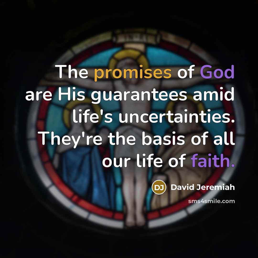 “The promises of God are His guarantees amid life's uncertainties.…” quote by David Jeremiah