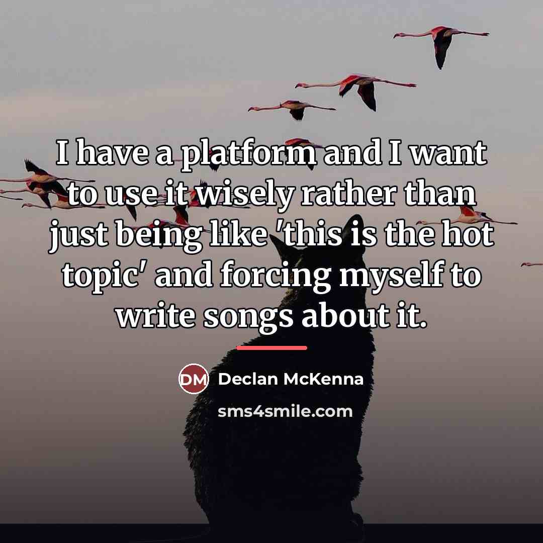 “I have a platform and I want to use it…” quote by Declan McKenna
