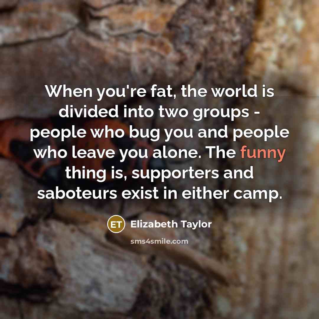 “When you're fat, the world is divided into two groups…” quote by Elizabeth Taylor