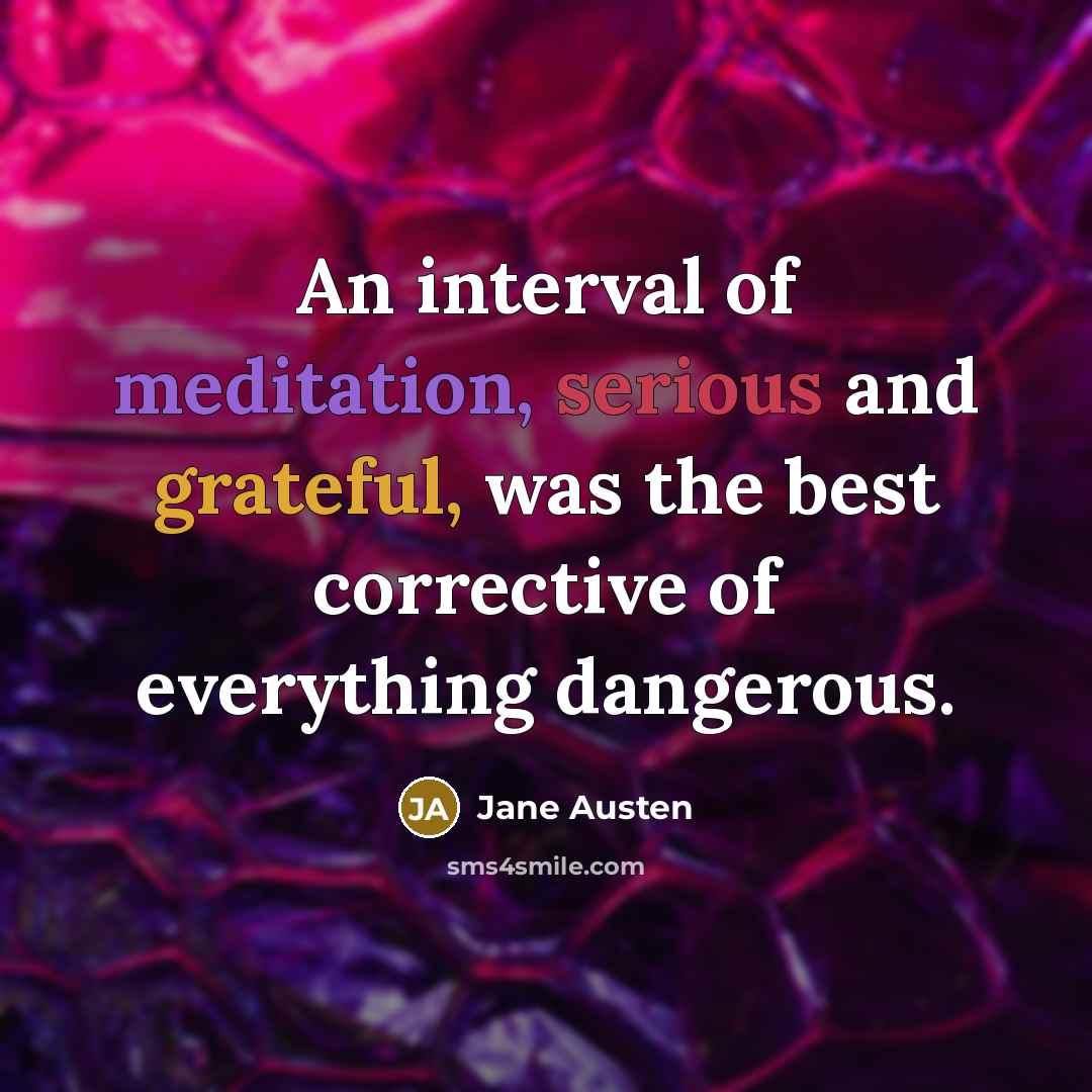 “An interval of meditation, serious and grateful, was the best…” quote by Jane Austen