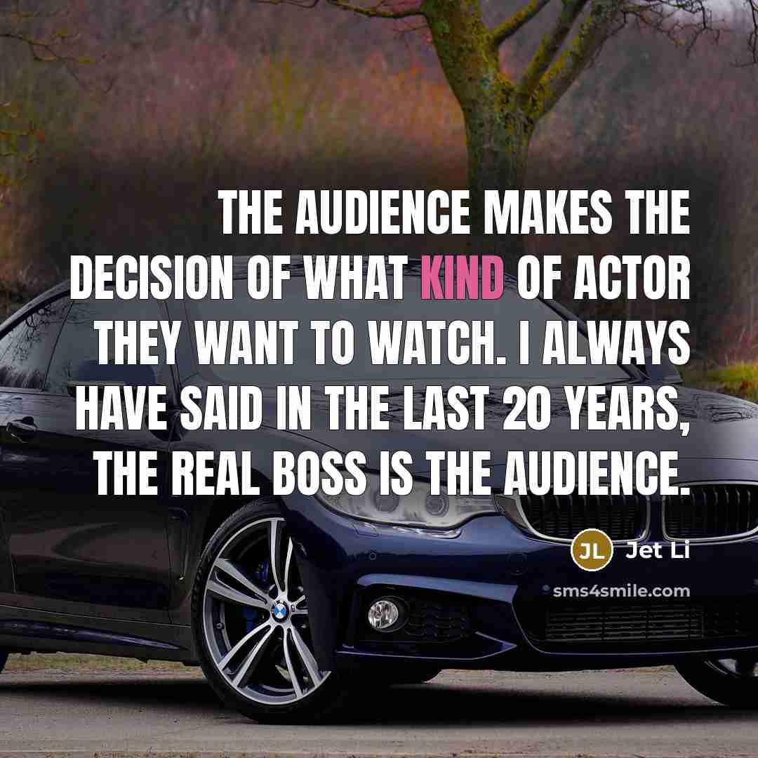 “The audience makes the decision of what kind of actor…” quote by Jet Li