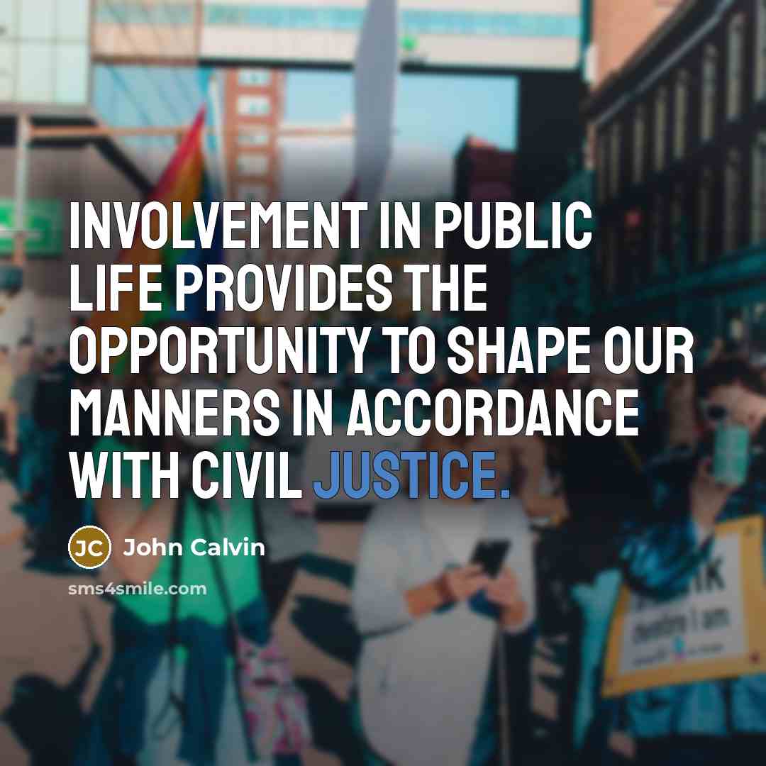 “Involvement in public life provides the opportunity to shape our…” quote by John Calvin