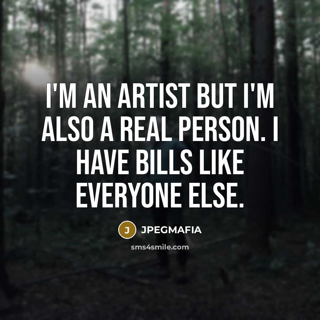 “I'm an artist but I'm also a real person. I…” quote by JPEGMAFIA