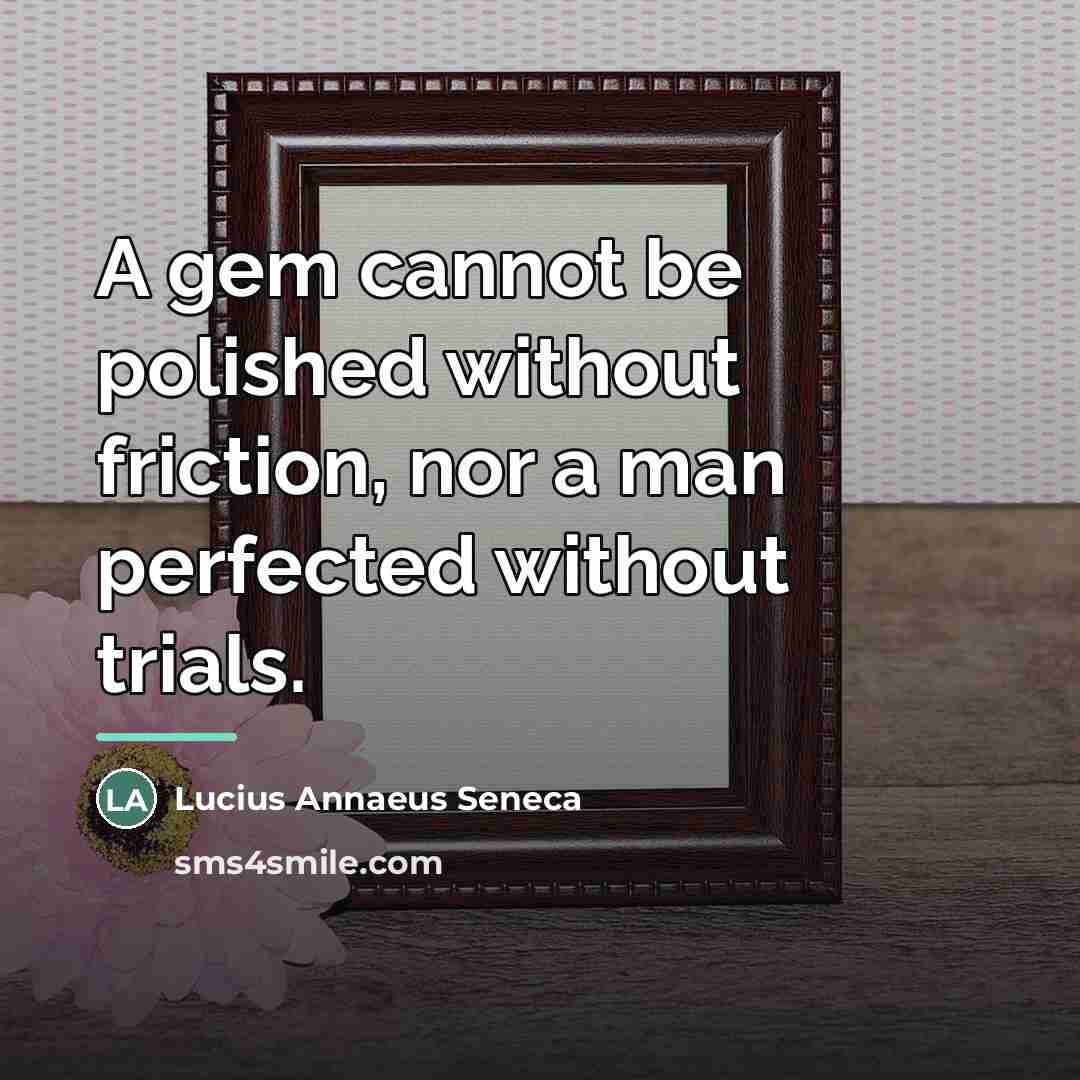 “A gem cannot be polished without friction, nor a man…” quote by Lucius Annaeus Seneca