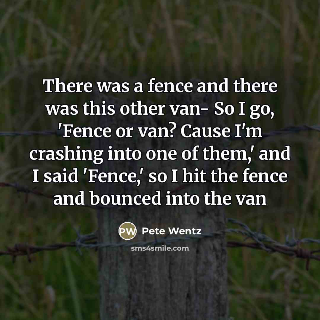 “There was a fence and there was this other van-…” quote by Pete Wentz