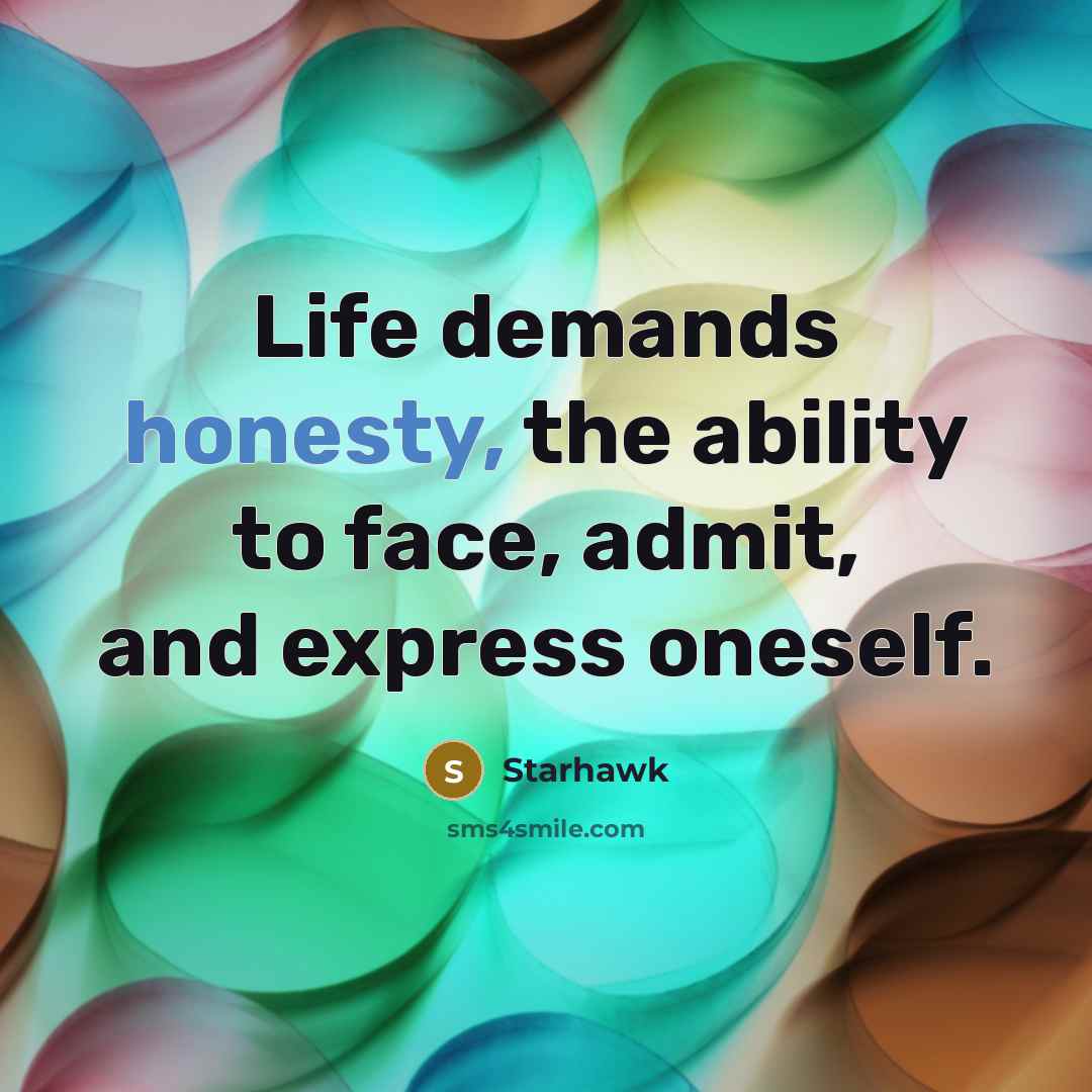 “Life demands honesty, the ability to face, admit, and express…” quote by Starhawk