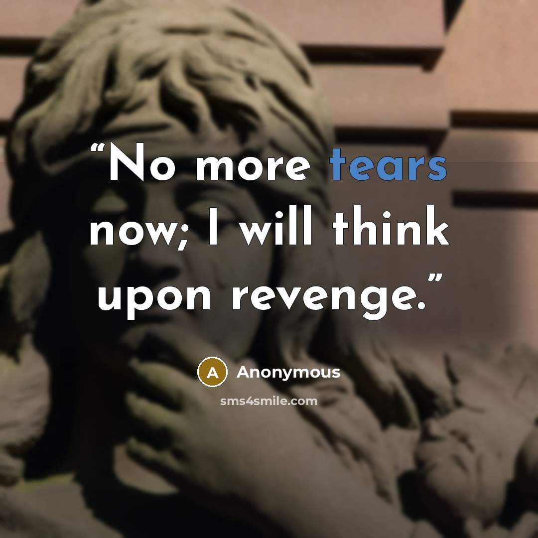 “No more tears now; I will think upon revenge.” quote by Anonymous