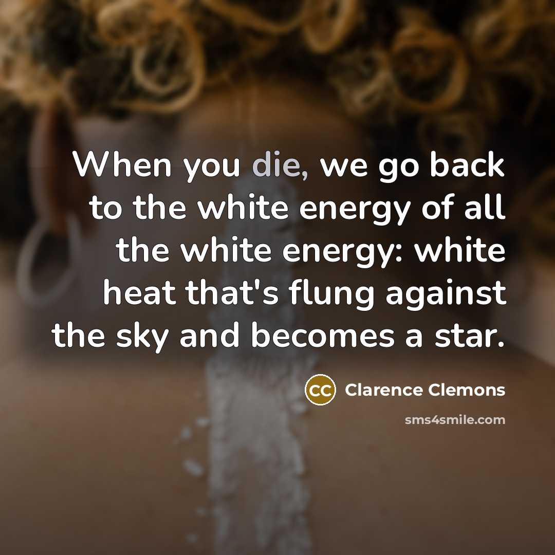 “When you die, we go back to the white energy…” quote by Clarence Clemons
