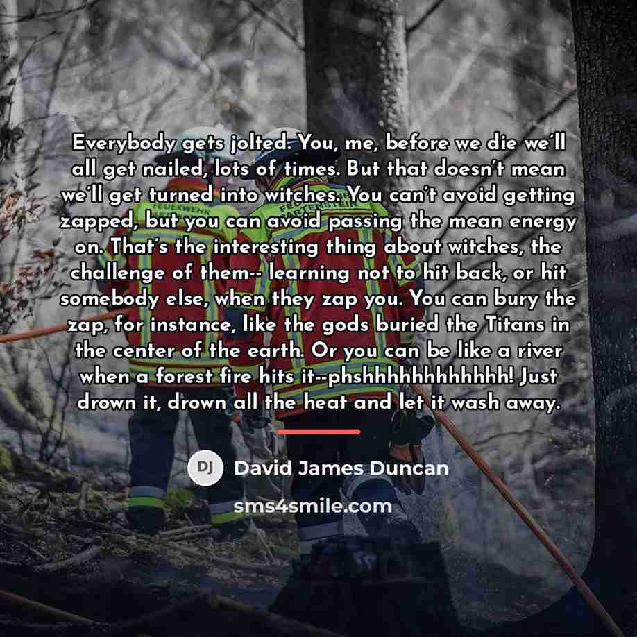 “Everybody gets jolted. You, me, before we die we’ll all…” quote by David James Duncan