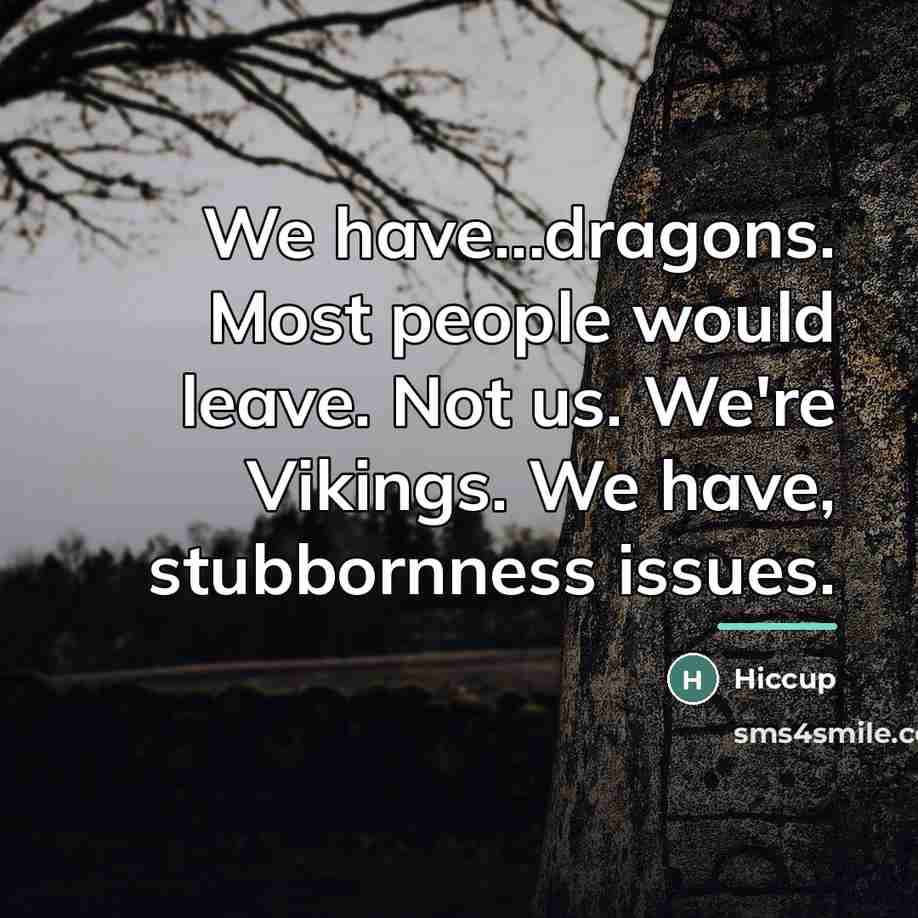 “We have...dragons. Most people would leave. Not us. We're Vikings.…” quote by Hiccup