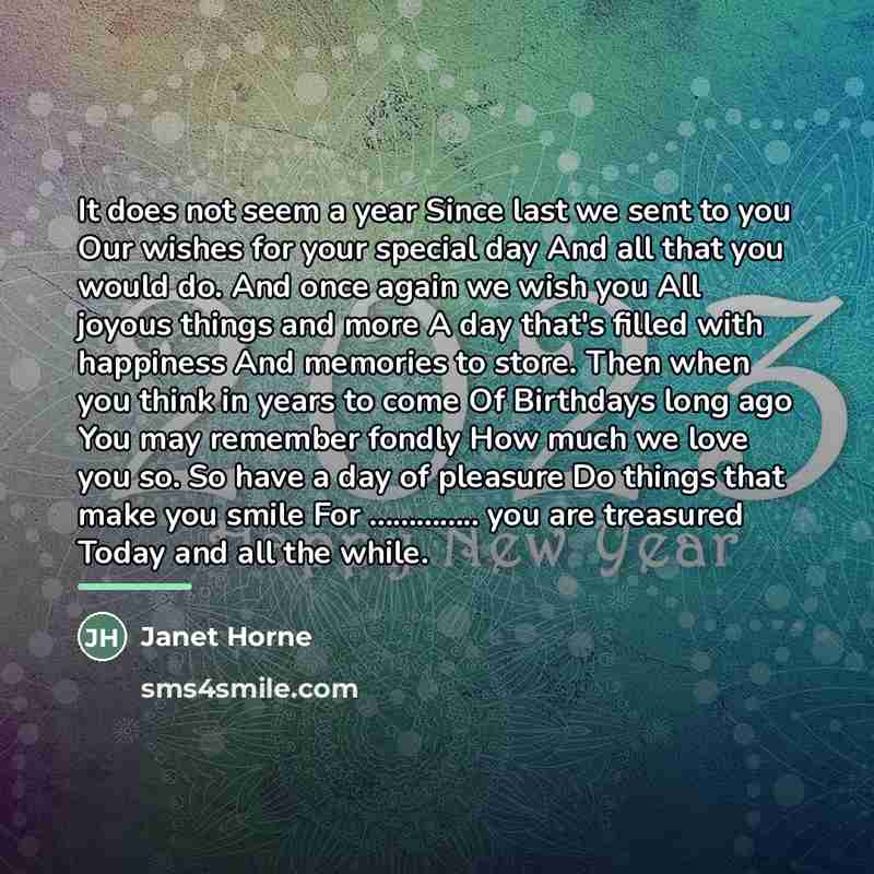 “It does not seem a year Since last we sent…” quote by Janet Horne