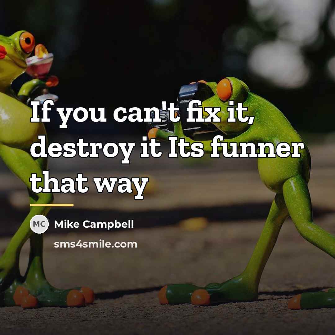 “If you can't fix it, destroy it Its funner that…” quote by Mike Campbell