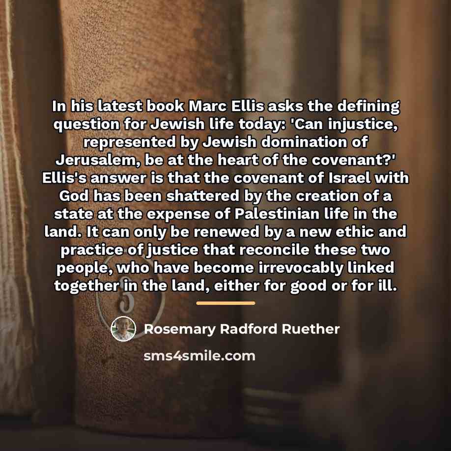 “In his latest book Marc Ellis asks the defining question…” quote by Rosemary Radford Ruether