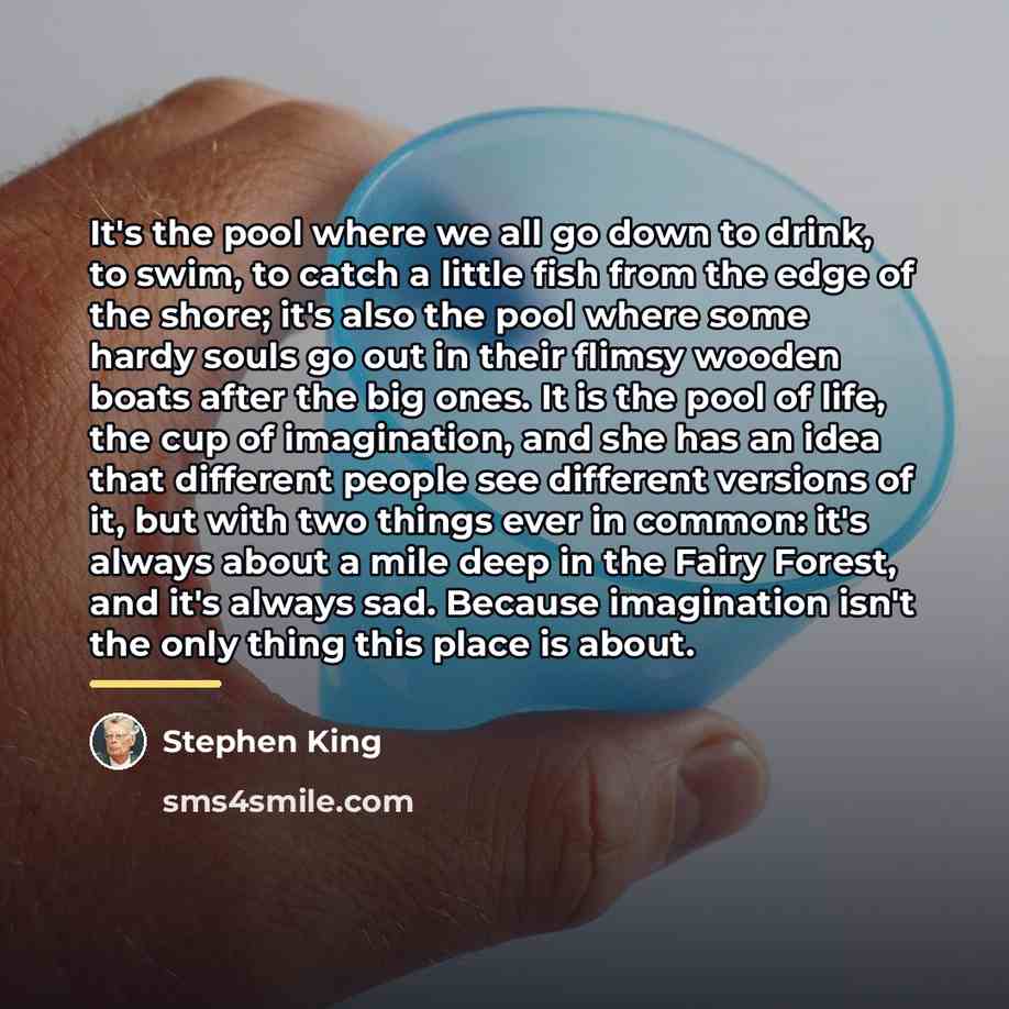 “It's the pool where we all go down to drink,…” quote by Stephen King