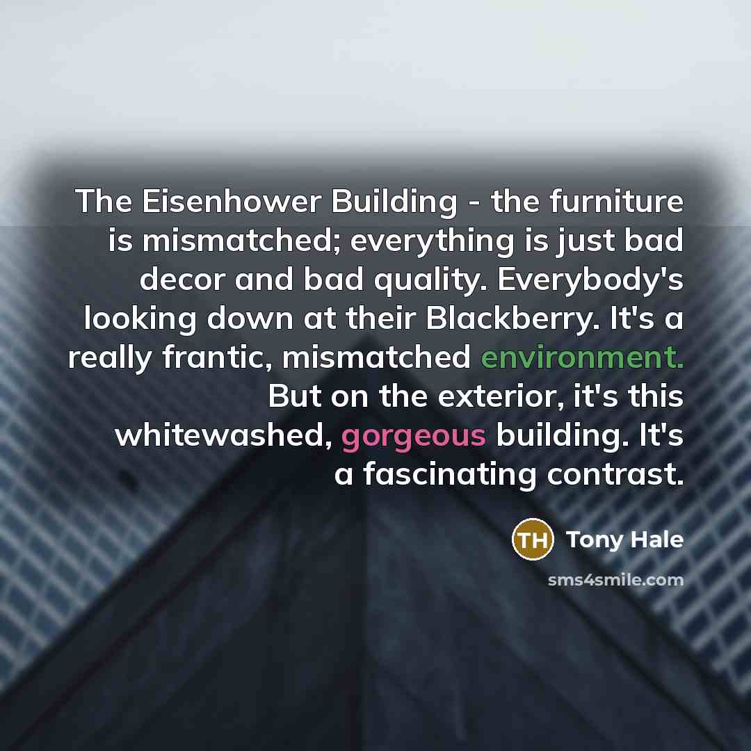 “The Eisenhower Building - the furniture is mismatched; everything is…” quote by Tony Hale