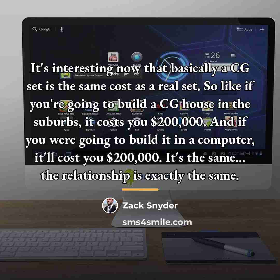 “It's interesting now that basically a CG set is the…” quote by Zack Snyder