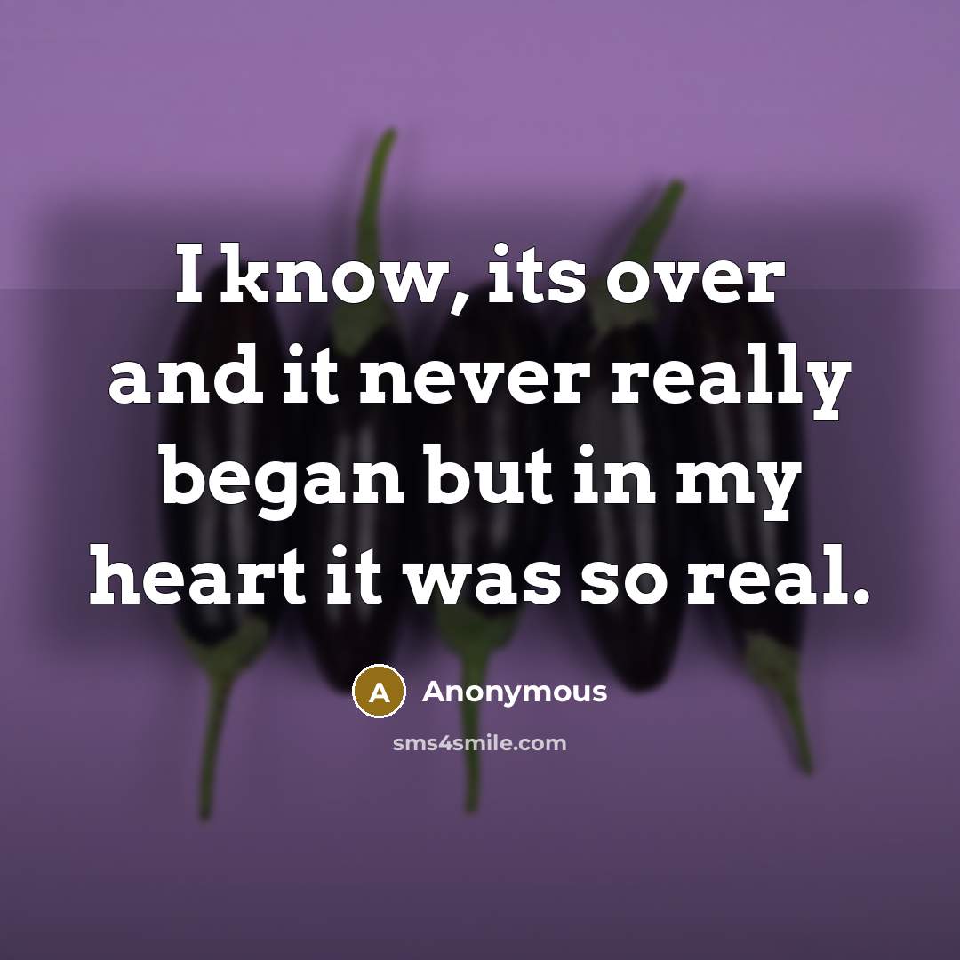 “I know, its over and it never really began but in my heart it was so real.” quote by Anonymous