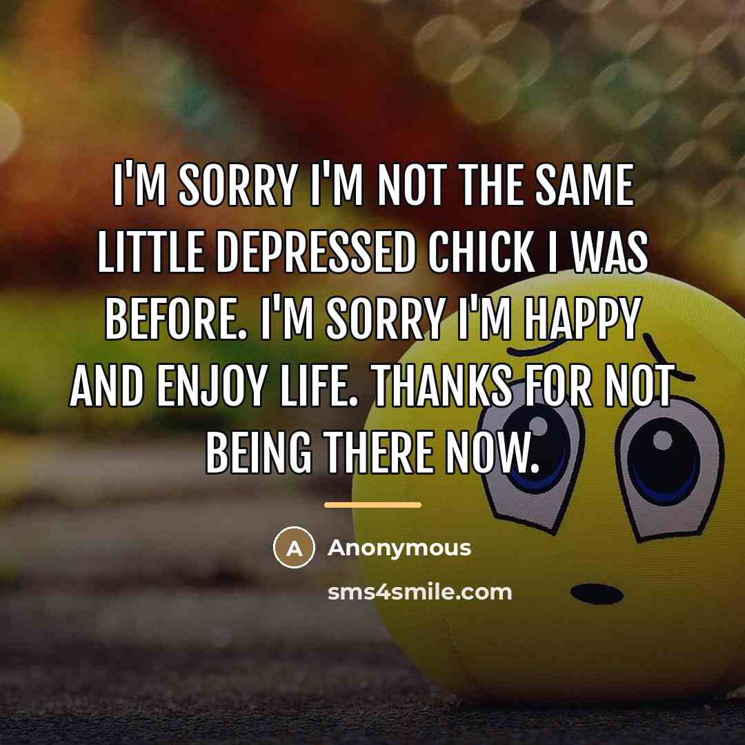 “I'm sorry I'm not the same little depressed chick I…” quote by Anonymous
