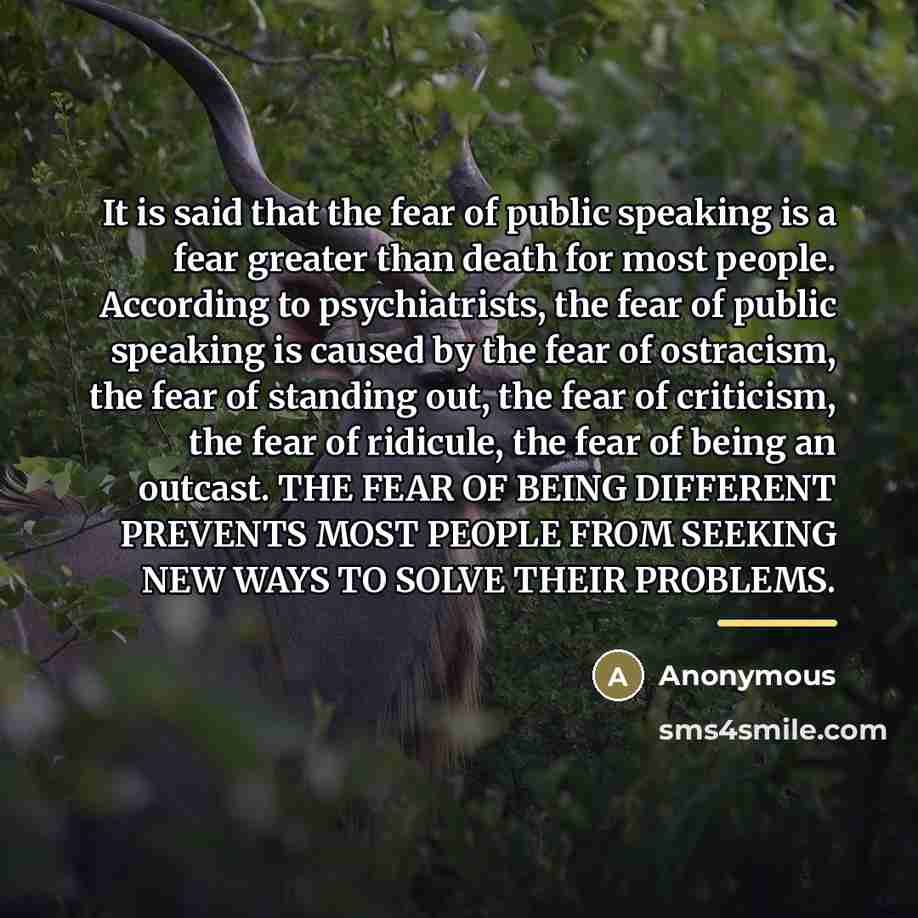 “It is said that the fear of public speaking is…” quote by Anonymous