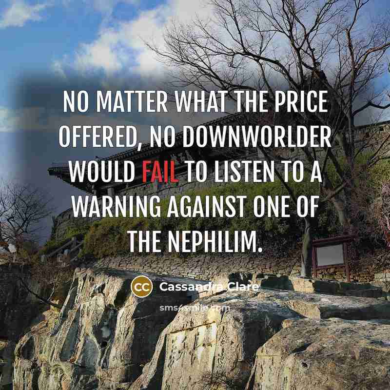 “No matter what the price offered, no Downworlder would fail…” quote by Cassandra Clare