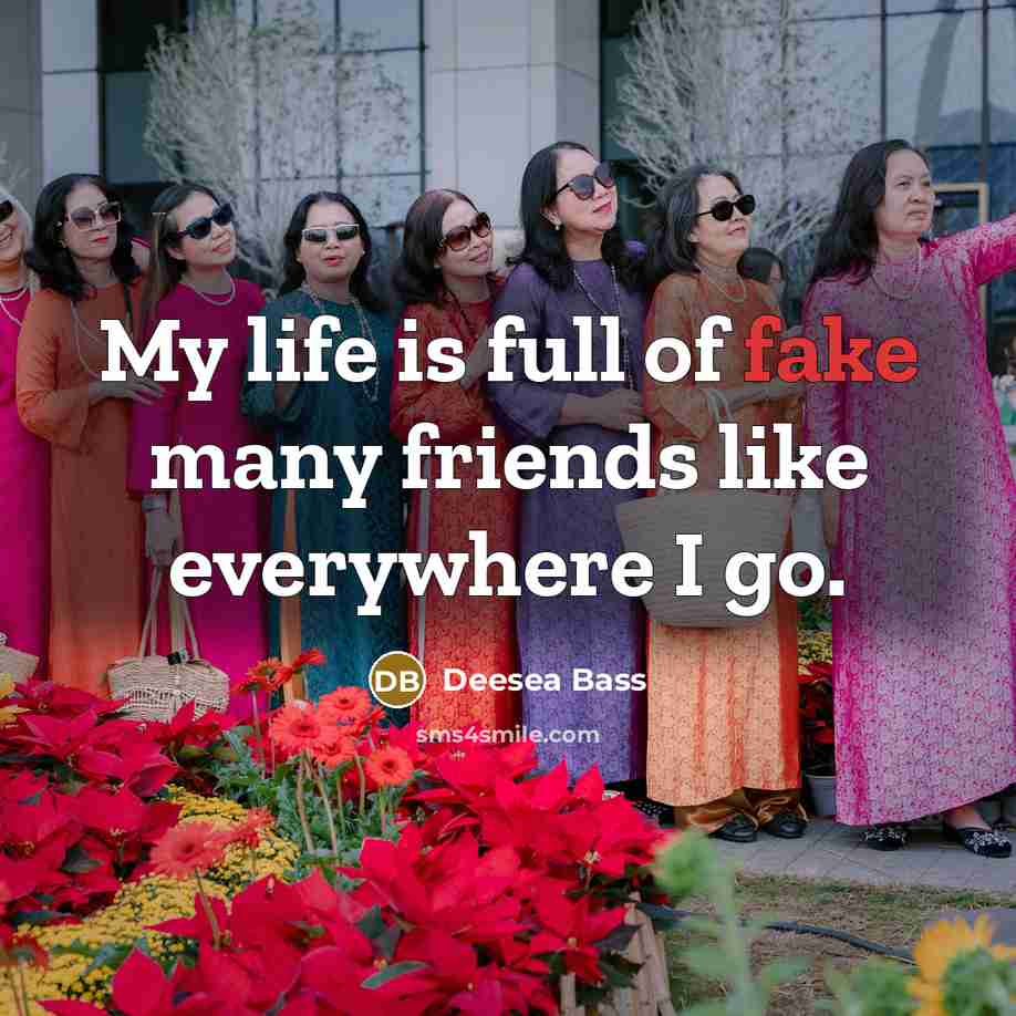 “My life is full of fake many friends like everywhere…” quote by Deesea Bass