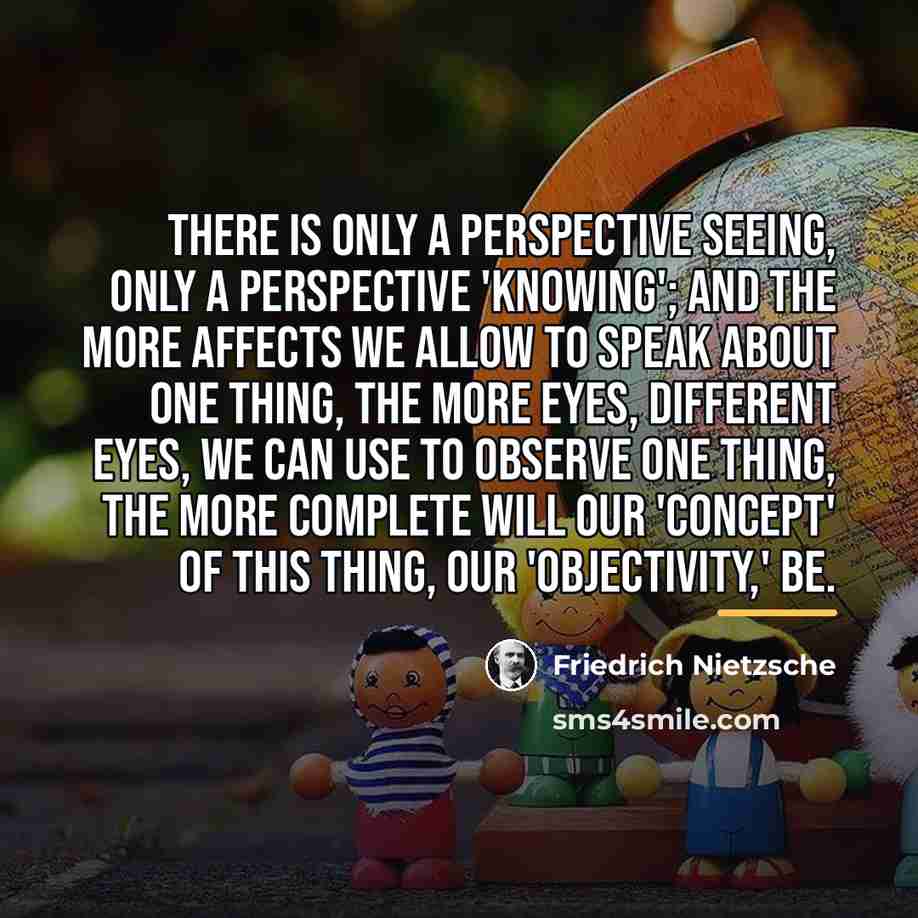“There is only a perspective seeing, only a perspective 'knowing';…” quote by Friedrich Nietzsche
