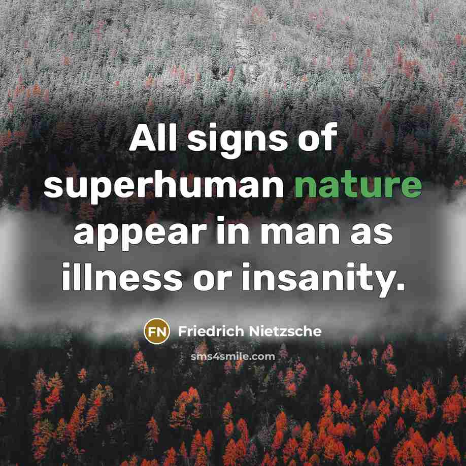 “All signs of superhuman nature appear in man as illness…” quote by Friedrich Nietzsche