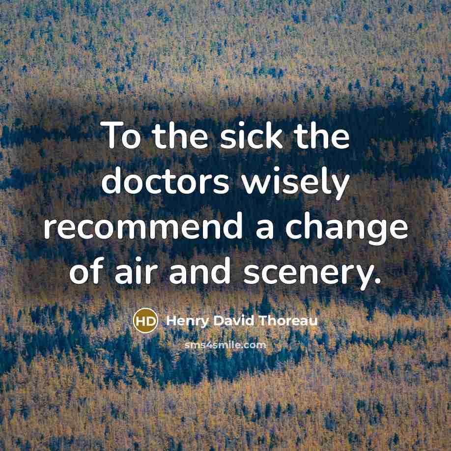 “To the sick the doctors wisely recommend a change of…” quote by Henry David Thoreau