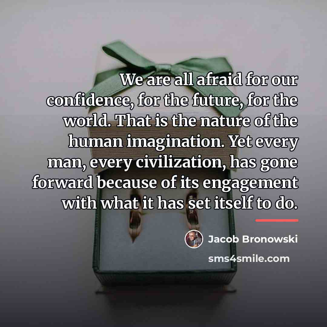 “We are all afraid for our confidence, for the future,…” quote by Jacob Bronowski
